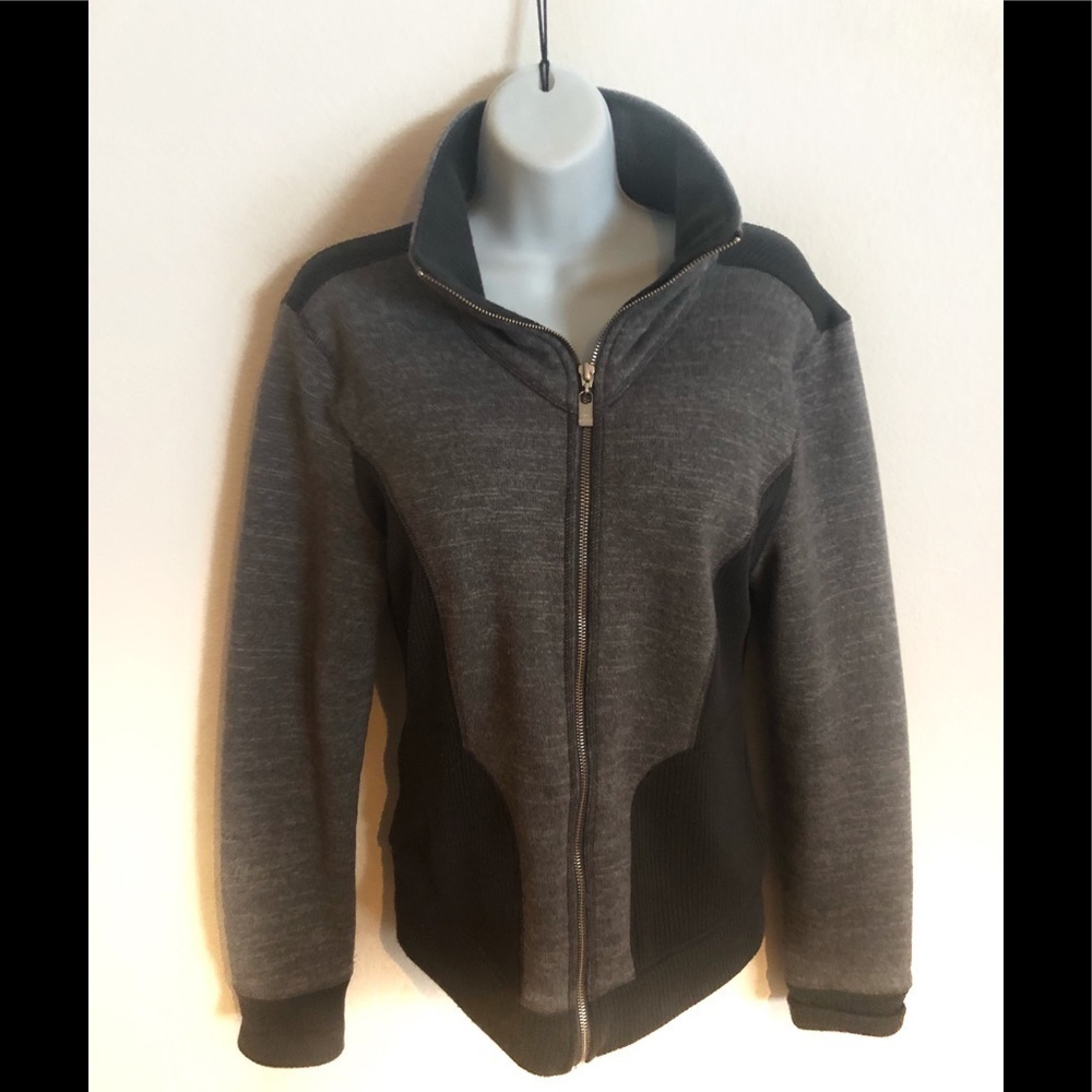 Prana Gray Front Zip Cozy Fleece Lined Jacket Sz. XL Fall Winter Athleisure
